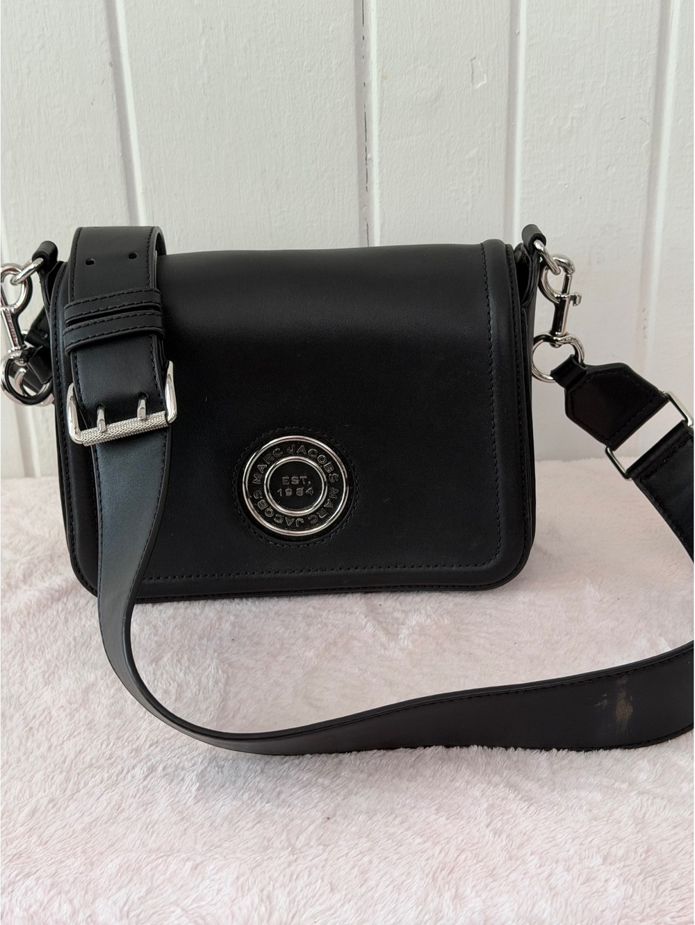 Marc Jacobs Black Leather Crossbody Bag with Adjustable Strap